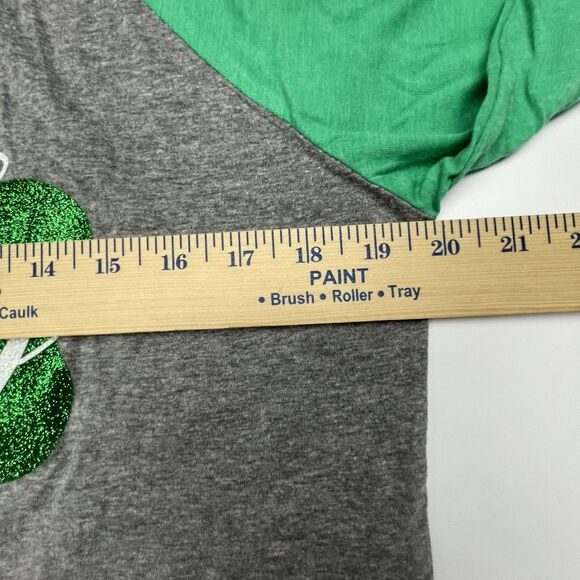 SoRock St. Patrick's Shirt Green Glitter Lucky Shamrock 3/4 Sleeve Women's Sz. M - Picture 5 of 8